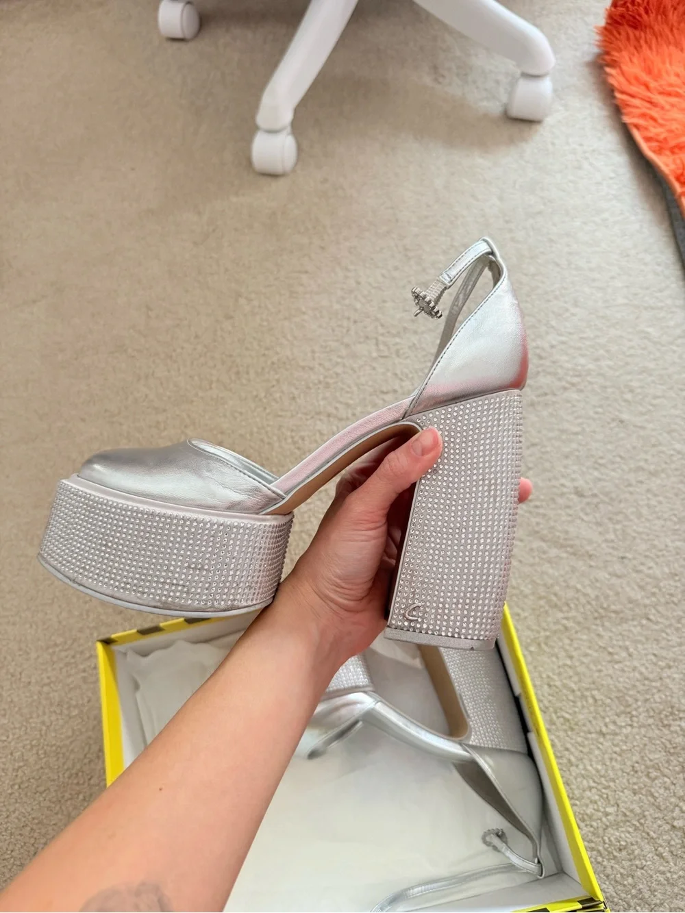 Circus by Sam Edelman Silver Platform Block Heel Sandals